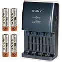 Sony 15 Minute Battery Charger with 4 AA Ni-MH Rechargeable Batteries