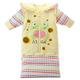 ベビー ロンパース 長袖 カバーオール 可愛い 長袖が取り外す可能 コットン 柔らか 通気性が良い 厚手 保温 カエル イエロー