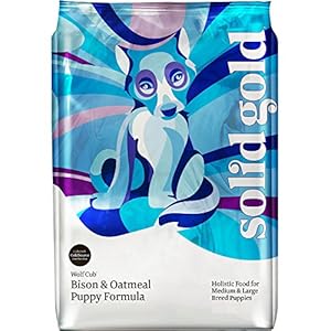 Solid Gold Wolf Cub Holistic Dry Dog Food, Bison & Oatmeal, Moderately Active Puppies, Medium & Large, 24lb Bag