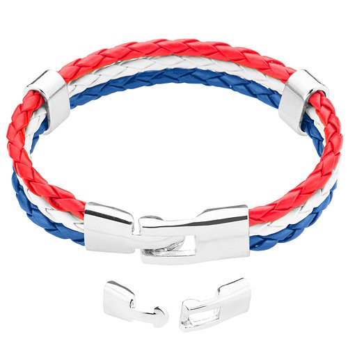 Taffstyle® Stylisches Armband PU Lederarmband Kordelarmband Fanartikel Fussball Weltmeisterschaft 2014 WM & EM Länder Style geflochten – Niederlande – 19cm