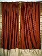 2 Redbrown Beige Art Silk Sari Curtains Drapes Panels Indian Decor 96"