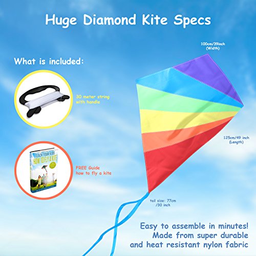 Huge-Rainbow-Kite-For-Kids-One-Of-The-Best-Selling-Toys-For-Outdoor-Games-Activities-Good-Plan-For-Memorable-Summer-Fun-This-Magic-Kit-Comes-With-Lifetime-Warranty-Money-Back-Guarantee