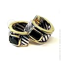 STUDIO 925: *DESIGNER INSPIRED TWO TONE BLACK DIAMOND CZ HUGGIE EARRINGS*