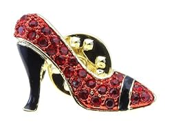 HIGH FASHION! Ruby Red Crystal High Heel Tac Back Lapel Pin Brooch - Gift Boxed