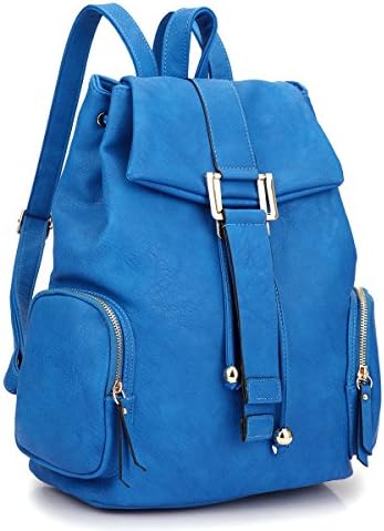 Dasein Faux Leather Convertible Drawstring Fashion Backpack Purse - Blue