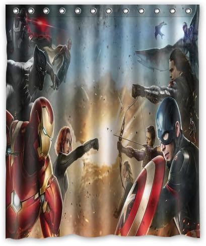 Unique and Generic Captain America Civil War Shower Curtain Custom Printed Waterproof fabric Polyester Bath Curtain 60"(w) x 72"(h) Inches-Bathroom Decor Shower Curtain