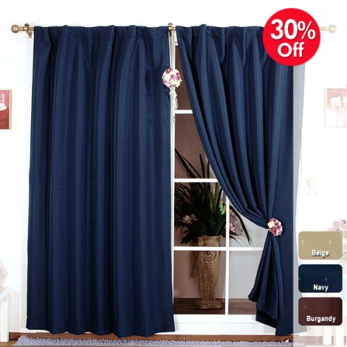 Dotted Thermal Insulated Blackout Curtain 84L -1Set-NAVY