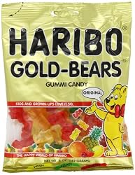 Haribo Gummi Candy, Original Gold-Bears, 5-Ounce Bags (Pack of 12)