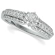 14K White Gold Diamond Engagement Ring - 0.87 Ct.