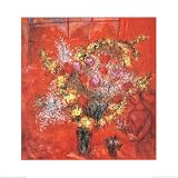 Fleurs Sur Fond Rouge, c.1970 Fine Art Poster Print by Marc Chagall, 28x28