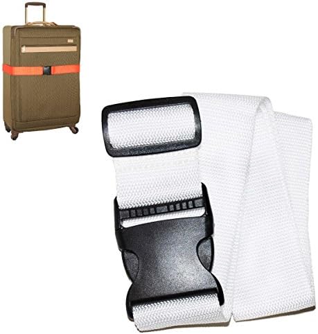 Urfunbag® Travel Luggage Strap [Havey Duty] [Premium Quality] [Superior Strength] Suitcase Belt with Kaede® Micro Fiber Cleaning Cloths (White)