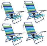 Deluxe 5 pos Beach Chair with Drink Holder and X-Wide Arms - 4 Chairs incl.