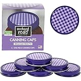 Mason Jar Lids - Decorative Canning Caps Fit Regular Mouth Mason Jars - Gingham Design - Pack of 6