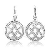 14k White Gold Circle Disc Drop Diamond Earrings (G-H, SI-I, 0.80 carat)
