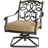Darlee Santa Monica Cast Aluminum Outdoor Patio Swivel Rocker Club Chair With Cushions - Antique Bronze