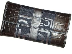 Liz Claiborne Checkbook Wallet Heritage Mosaic Flats Gunmetal & Amethyst