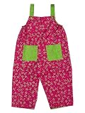 Boys Girls Reversible Twill Overalls with Raspberry Flowers