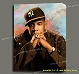 JAY-Z JAYZ ORG MIXED MEDIA W OIL, GICLEE, & ACRYLIC CANVAS PAINTING ON 1.5 GALLERY WRAP 22X16X1.5
