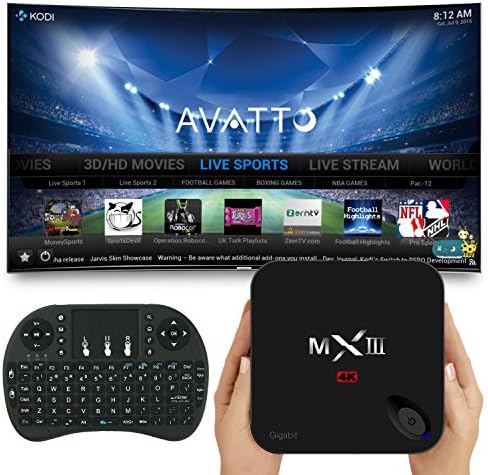 AVATTO MX3 II Amlogic S812 Quad Core Android TV Box 5.1 OS 2GB RAM 16GB EMMC Flash Kodi Fully Loaded Unlocked Streaming Media Player + i8 Wireless Mini Keyboard