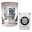 Dallas Mavericks Rocks Glass & Square Shot Glass Set - Primary Logo NBA Basketball