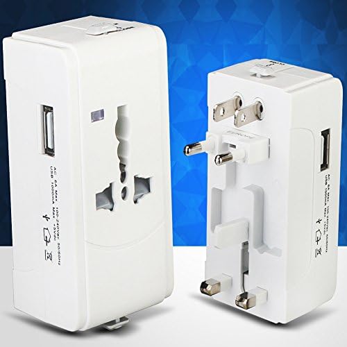 Travel Adapter Plug Charger Wall AC Power Plug Adapter with One USB Charging Ports Multi Socket Outlet International Worldwide Universal for EU US UK