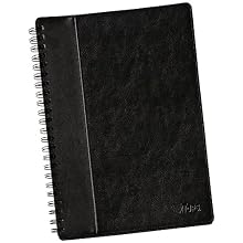 TOPS Black Leatherette Notebook, College Rule, 8.25 x 11.75 Inches, White, 96 Sheets per Pad (25430)