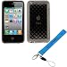 GTMax Durable Soft Gel Skin Cover Case - Cubic Black + BlueMall Wrist Strap Lanyard for Apple iPod touch 8GB 32GB 64GB (4th Generation) 4 4G