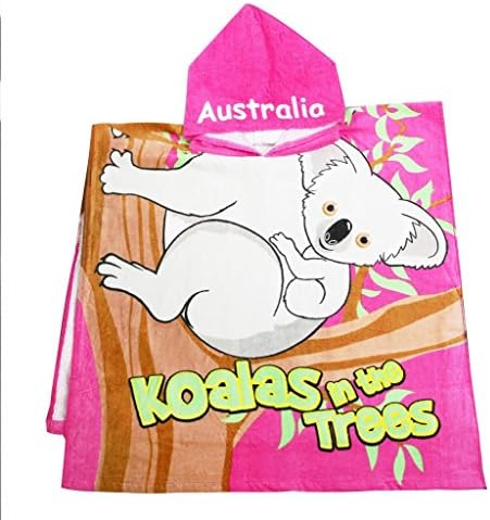 iSinotex Little Girls' Kids Koala 100% Cotton Hooded Beach Bath Poncho Towel