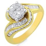 14K Yellow Gold 1.50 Carat Diamond Swirl Ring Size – 7 thumbnail