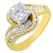 14K Yellow Gold 1.50 Carat Diamond Swirl Ring Size - 7