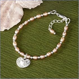 My First Set of Pearls Heart Baby Bracelet (Color=Peach Pearl,Size=6 inches (5 - 8 years))