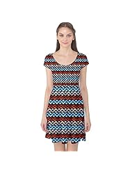 General Print Linen/Polyester/Spandex Stretchy Cap Sleeves  Dress