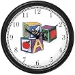 ABC Blocks by Artist: Sylvia Long Wall Clock by WatchBuddy Timepieces (White Frame)