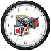 ABC Blocks by Artist: Sylvia Long Wall Clock by WatchBuddy Timepieces (Black Frame)