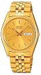 Seiko Day/Date Dress Gold-Tone Stainless Steel Mens Watch SGF206