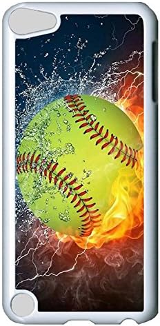 For iPod Touch 5, iPod Touch 5 Case, Fire Yellow Softball Hot Sale Protective Hard PC Plastic Case Cover for Apple iPod Touch 5 5th Generation White