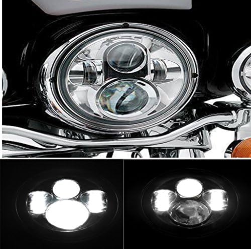 OTW7 Round LED 7" Chrome Projector Daymaker Bulb Beam Headlight for Harley Davidson Motorcycle Jeep Wrangler LED Headlamp