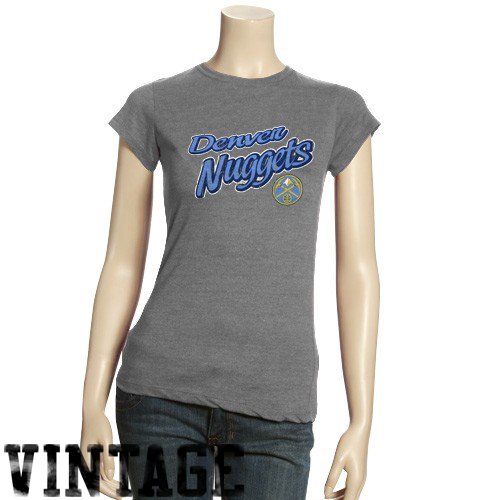 Denver Nuggets Ladies Ash Basic Logo Triblend T-shirt (X-Large)