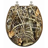 TOPSEAT 3DCPCAM2 3D Toilet Seat Realtree ® Advantage Max 4 Camouflage Round Chrome Metal Hinges Natural Oak