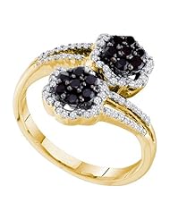 0.53CTW BLACK DIAMOND FLOWER RING