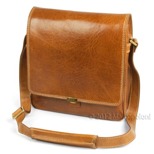 VICOLO - Italian Leather Vertical Messenger Bag, Hazelnut