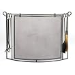 Woodfield Vintage Iron Single Panel Bowed with Tools Screen for Fireplace