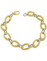 Elegant 14 Karat Yellow White Gold Braided Oval Links Bracelet 7.5 inch