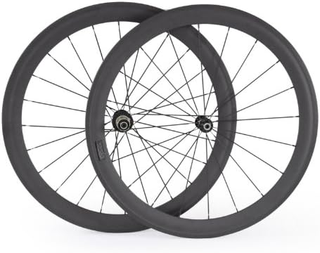 Baixiang Ultra Light Carbon Fiber Wheelset 700C 50mm Clincher Road Bike Wheels (Black Hub and Black Nipple)