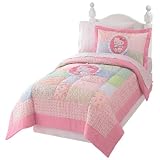 Hello Kitty Floral Patch Full Quilt Set - Pink-Green-Yellow Patchwork