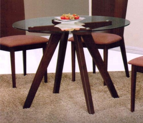 Dining Table with Glass Table Top in Espresso Finish