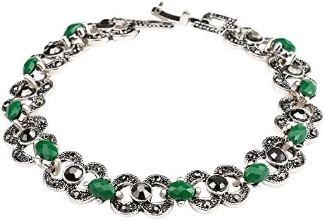 Bohemia Round Diamond Green Gemstone Bracelet