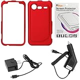GTMax Red Rubber Hard Snap On Plastic Protector Cover Case + Clear LCD Scre ....