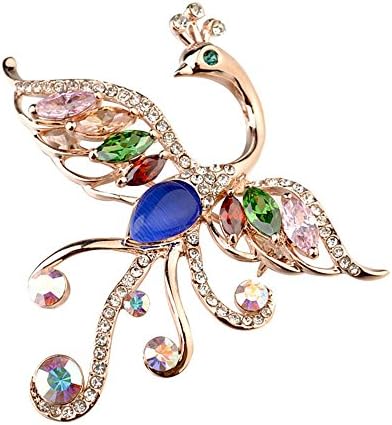 Flover Top Quality Colorful Crystal Peacock Luxury Brooches Hermes Scarf Clips for Women (Green)