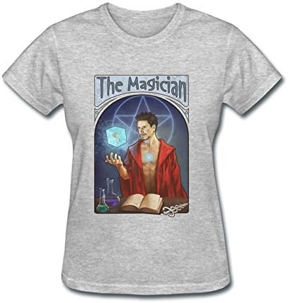 dyh5l1q Women's The Magician Tarot card T-shirt Grey XL